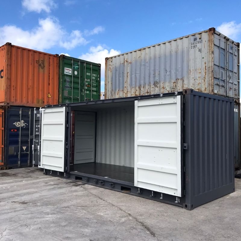 contentor marítimo 20 pés open side